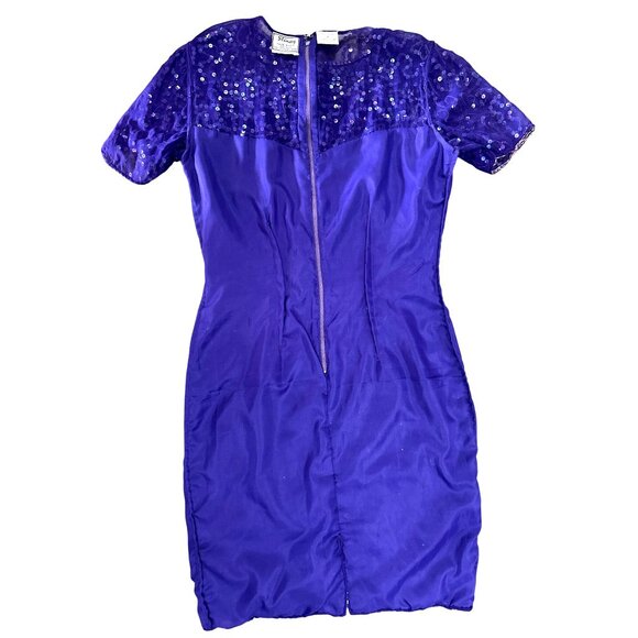 All Silk Vintage Dress by Stenay Size 4 Purple Sequin Cocktail Party Glam Core - Picture 13 of 13